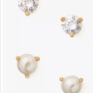 Kate Spade New York Rise and Shine 2 Stud Set Earrings, Glass Pearl, Cubic Zirc